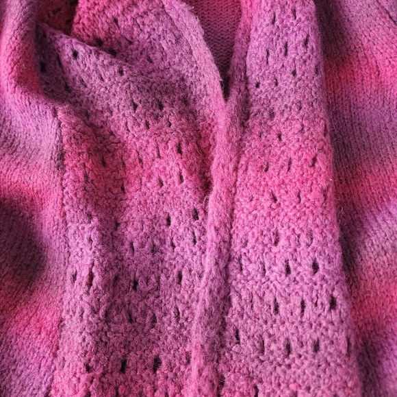 Eddie Bauer Ombre Crochet Open Front Burgundy Women's Sweater Size S - Picture 7 of 8